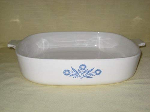 Corning Ware 11 Inch Cornflower Pattern White Baking Dish Casserole USA P-16-B