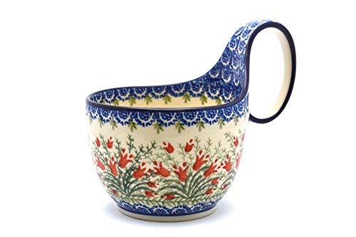 Polish Pottery Loop Handle Bowl - Crimson Bells