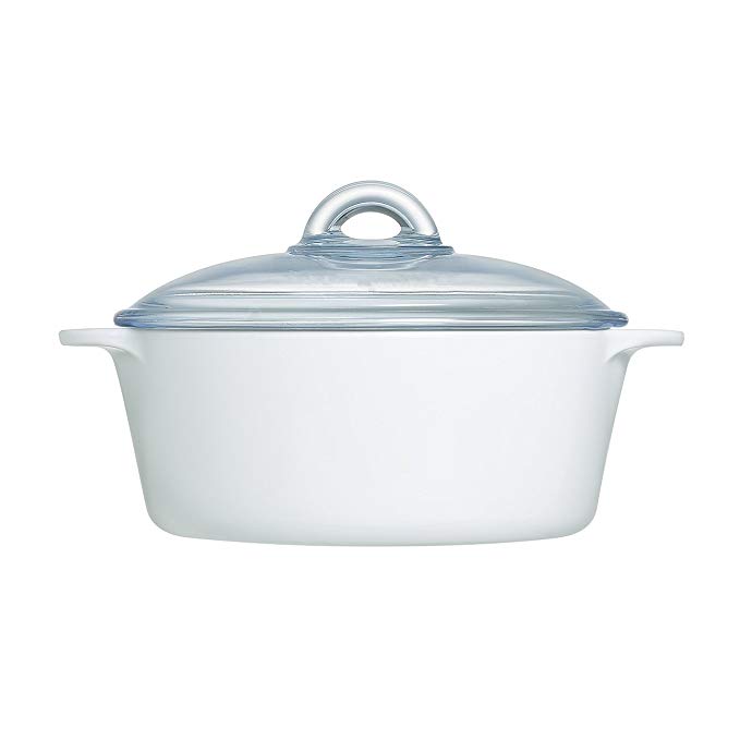 Luminarc Robin Shea Casserole with Lid (Set of 1), 2 L/2.1 quart, White