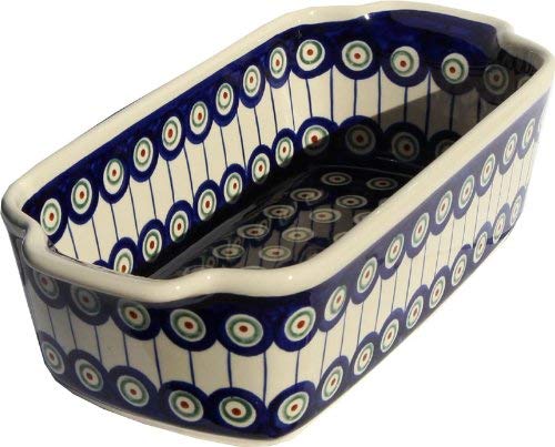 Polish Pottery Loaf Baker with Handles From Zaklady Ceramiczne Boleslawiec #1381-8, Deep: 2.75