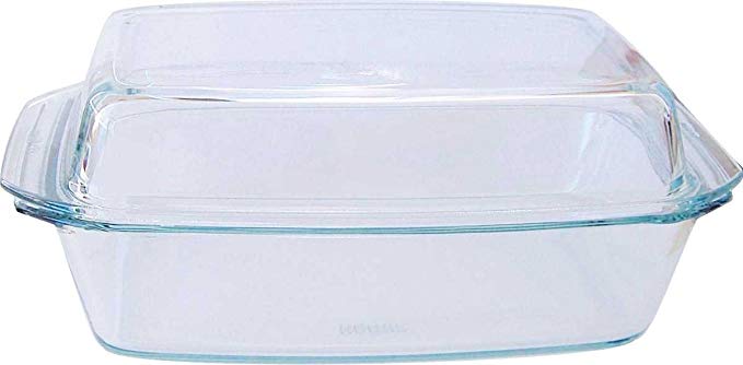 Simax Glassware 7156/7166 Oblong Casserole Pan with High Lid, 3-Quart