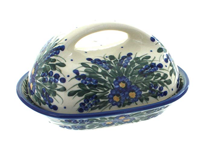 Blue Rose Polish Pottery Hyacinth Butter Dish