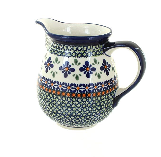 Polish Pottery Mosaic Flower Small Pitcher