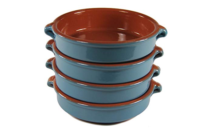 Mediterranean Blue Terra Cotta Cazuelas - 4.5 Inches (4 Dishes)