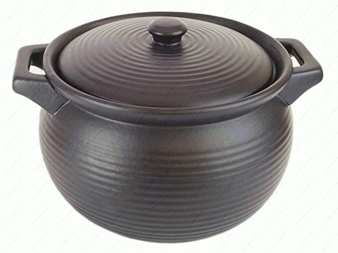 M.V. Trading K13 Stoneware Chinese Cooking Pot, Black, 10-Quart