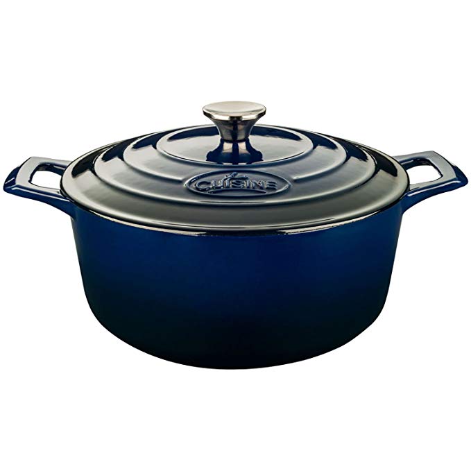 La Cuisine PRO 3.7 Qt Enameled Cast Iron Round Covered Dutch Oven, Blue