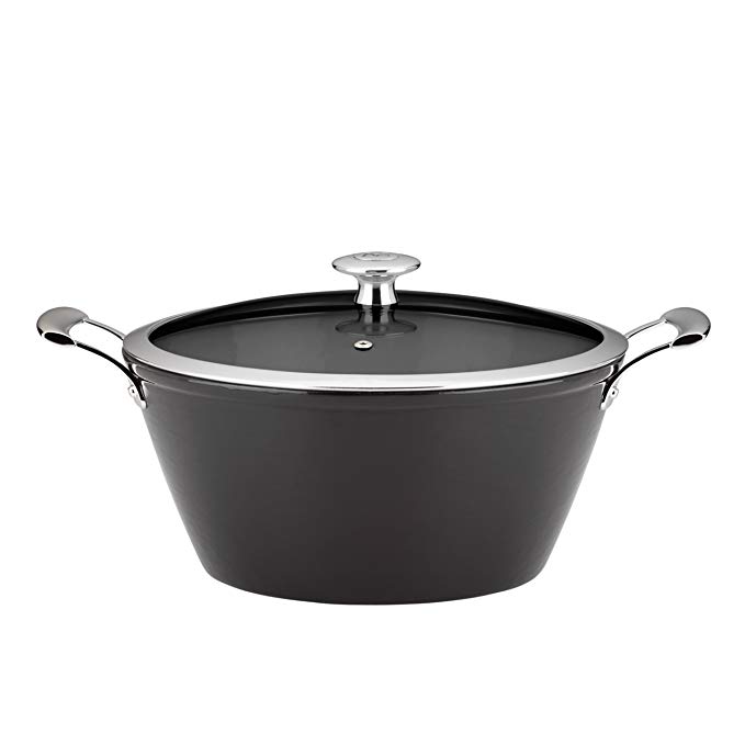 Mario Batali by Dansk Light Enameled Cast Iron 6-Quart Round Casserole, Black