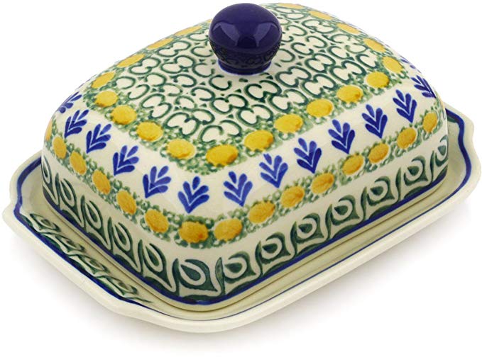 Polish Pottery Herb Garden Butter Dish