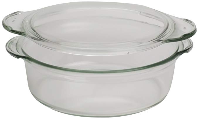 Simax Glassware 6666/6676 Deep Rounded Casserole Pan with Lid, 1.5-Quart