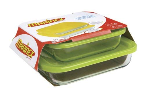 Marinex 4-Piece Square Bake Dish Set with Plastic Covers-Colors may Vary