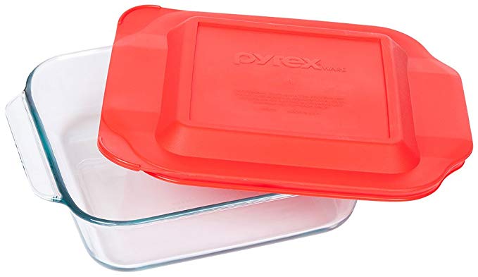 Pyrex 8-inch Square Glass Baking Dish with Red Lid