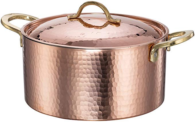 New DEMMEX 1.2MM Thick Hammered Copper Soup Pot Stew Pan Casserole, 3.4 Quart (3.4 Quart)