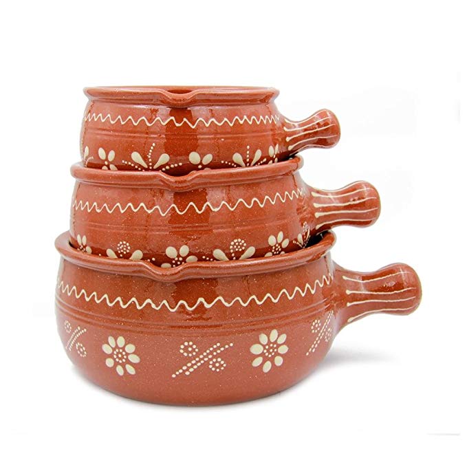 Traditional Portuguese Hand-painted Vintage Clay Terracotta Cooking Casserole