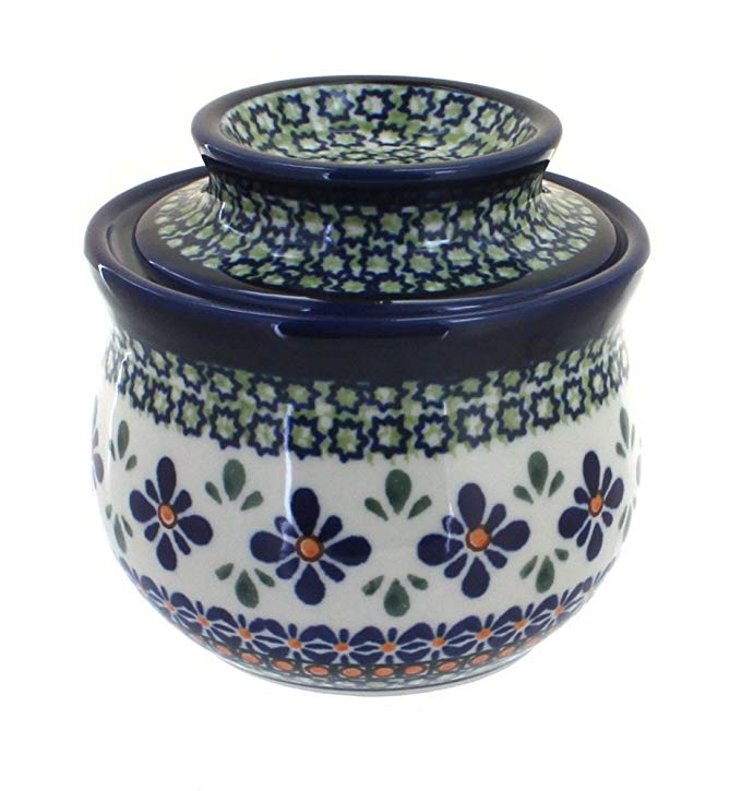 Polish Pottery Mosaic Flower French Butter Dish