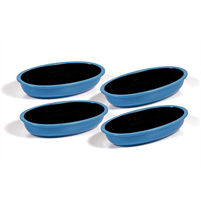 Ovenex 24 oz. Oval Ceramic Serving & Baking Dish Set – 4 Pack (Sky Blue)