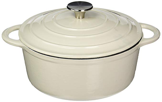 Creative Home 05043 Enameled Cast Iron Dutch Oven Casserole, 2.75 Quart, White