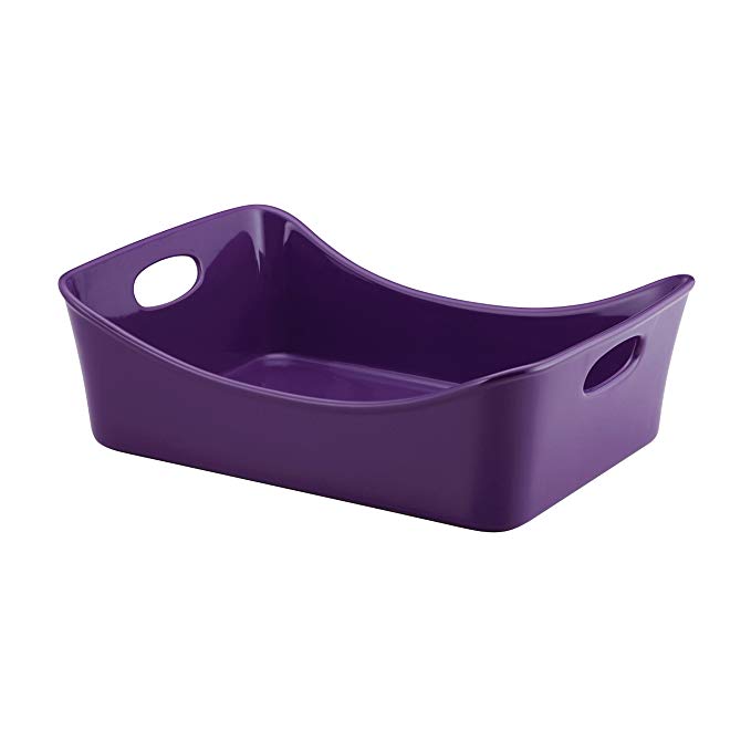 Rachael Ray Stoneware 9-Inch by 13-Inch Rectangular Lasagna Lover Pan, Purple