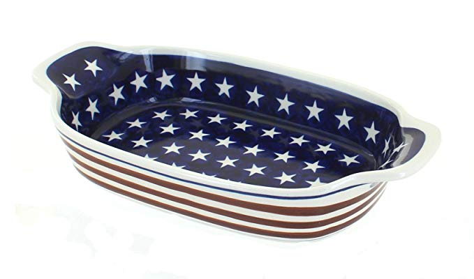 Polish Pottery Stars & Stripes Rectangular Serving Dish