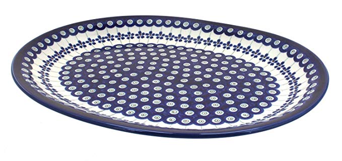 Polish Pottery Flowering Peacock Large Serving Platter