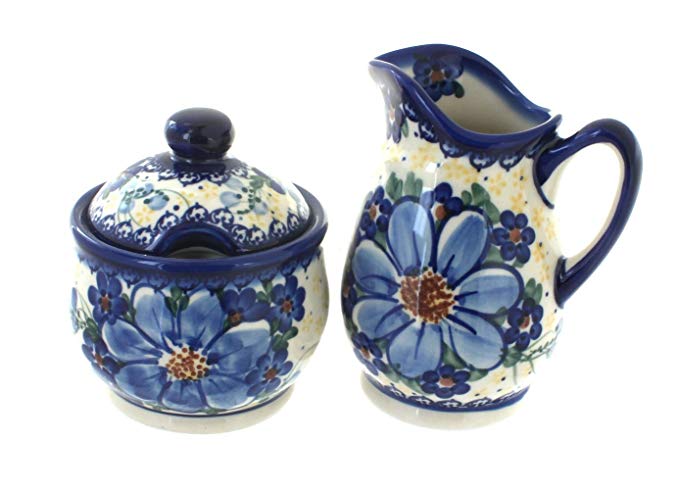 Polish Pottery Daisy Surprise Cream & Sugar Set