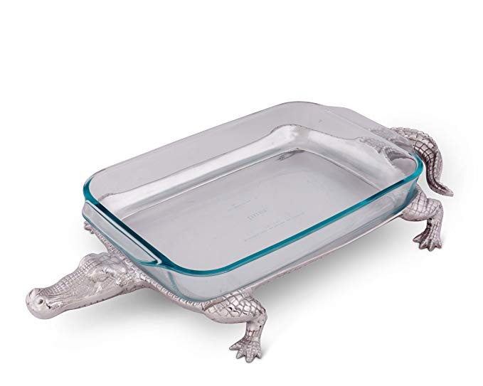 Arthur Court Aluminum Alligator Pyrex Casserole Dish Holder 21