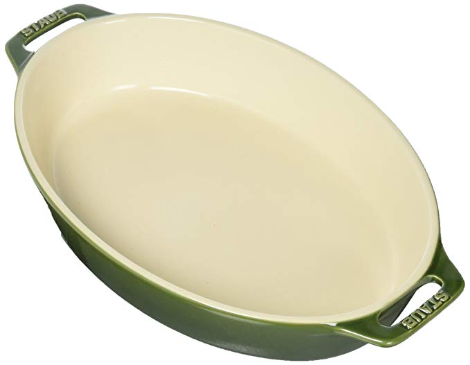 Staub 40508-609 Ceramics Oval Baking Dish, 11-inch, Basil