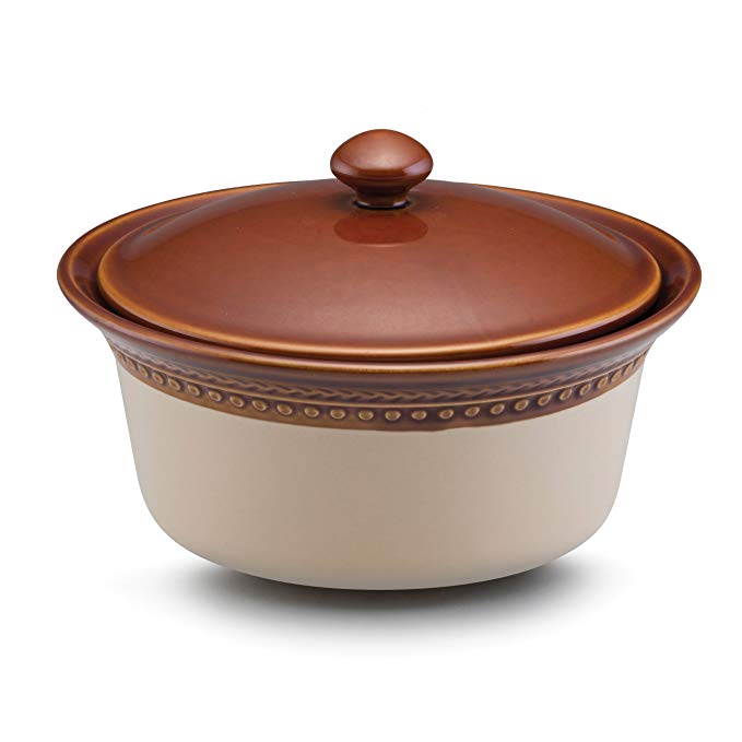 Paula Deen Rustic Stoneware Southern Gathering 1-Quart Covered Casserole, Chestnut