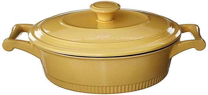 KitchenAid KCTI30CRMY Traditional Cast Iron Casserole Cookware, 3 quart - Majestic Yellow