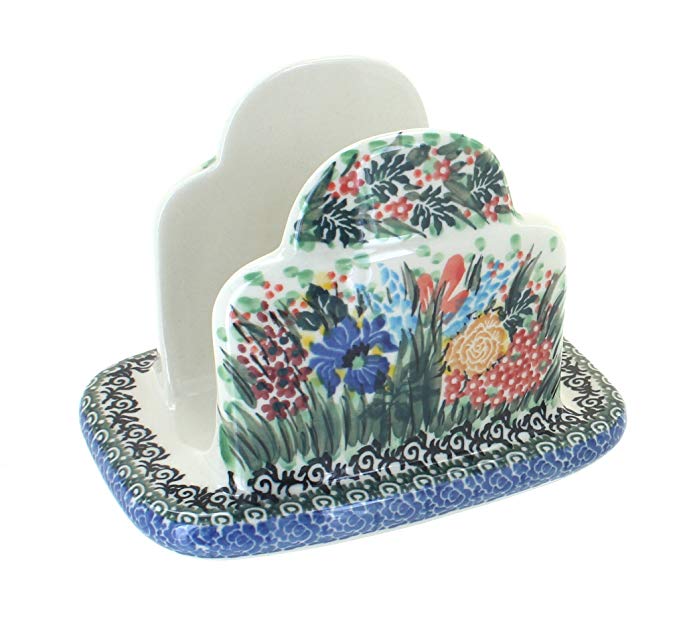 Polish Pottery Summer Blooms Napkin Holder