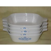 Vintage Corning Ware Cornflower Blue Individual Casseroles - P-41 - Set of 4