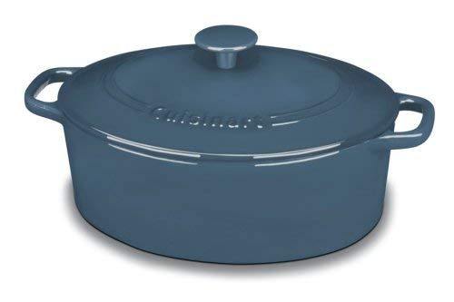 Cuisinart CI755-30BG Chef's Classic Enameled Cast Iron 5-1/2-Quart Oval Covered Casserole, Provencial Blue