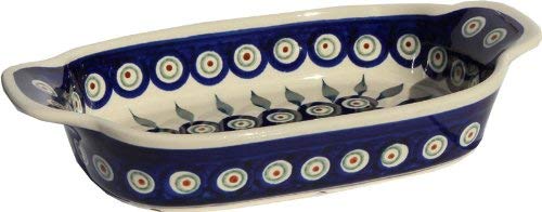 Polish Pottery Rectangular Serving Dish From Zaklady Ceramiczne Boleslawiec #1281-56 Peacock, Length: 10