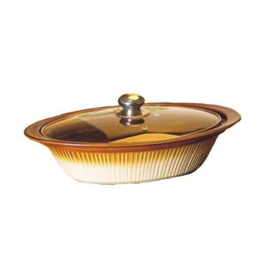 Essential Décor Entrada Collection GL89677 Ceramic Oval Casserole Dish with Cover, 16-Inch