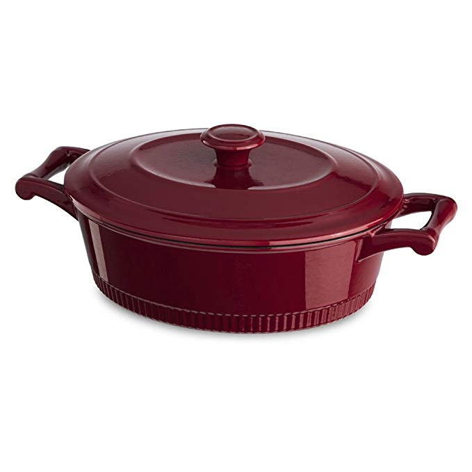 KitchenAid KCTI40CRER Traditional Cast Iron Casserole Cookware, 4 quart - Empire Red