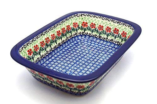 Polish Pottery Baker - Rectangular with Grip Lip - Maraschino