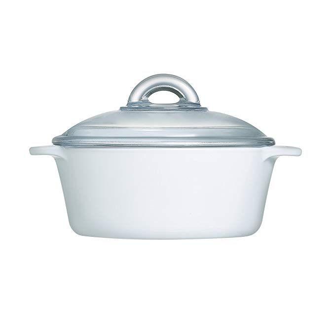 Luminarc Robin Shea Casserole with Lid (Set of 1), 1 L/1 quart, White