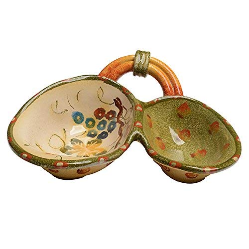 Italian Dinnerware - Two Section Antipasto with handle - Handmade in Italy from our Terre di Chianti Collection