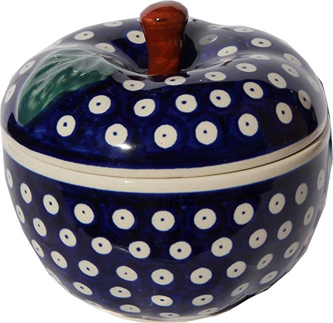 Polish Pottery Apple Baker From Zaklady Ceramiczne Boleslawiec #1425-42, Dimensions: Width: 4.9