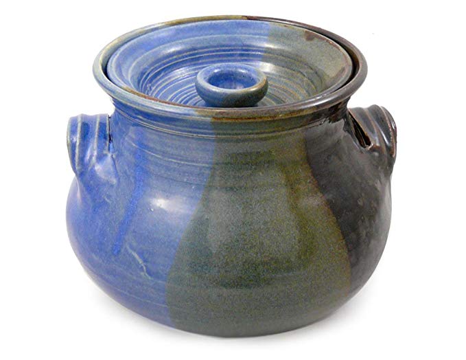 American Made Stoneware 2.25-Quart Bean Pot, Lakeside Blue