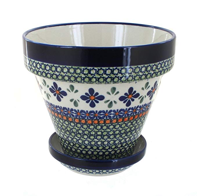 Polish Pottery Mosaic Flower Medium Flower Pot