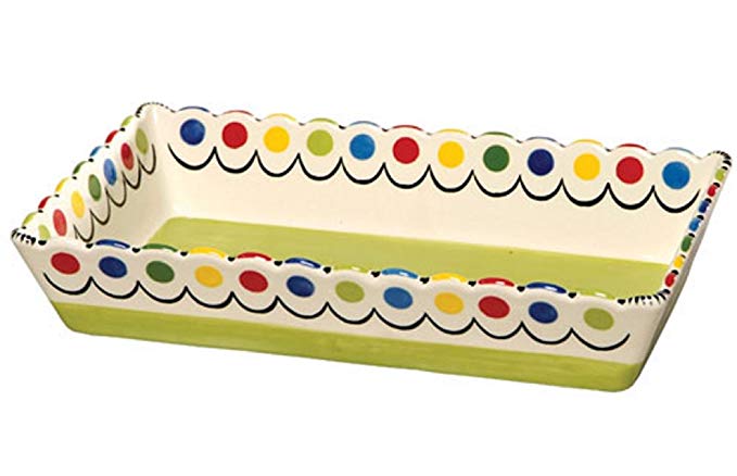 Thompson & Elm M. Bagwell Happy Together Collection Ceramic Rectangular Casserole Dish,12.75 x 7.75-Inches, Multicolor Dots