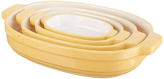 KitchenAid KBLR04NSBF Nesting Ceramic 4-Piece Bakeware Set - Butter Cup