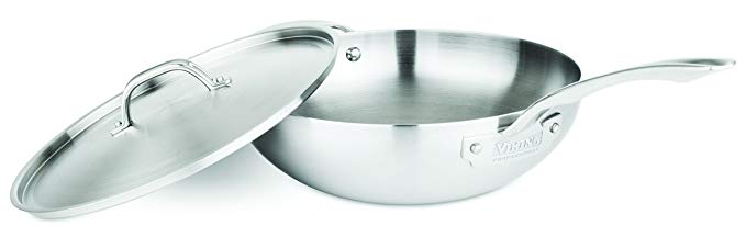 Viking Professional 5-Ply Stainless Steel Chef's Pan with Lid, 12 Inch