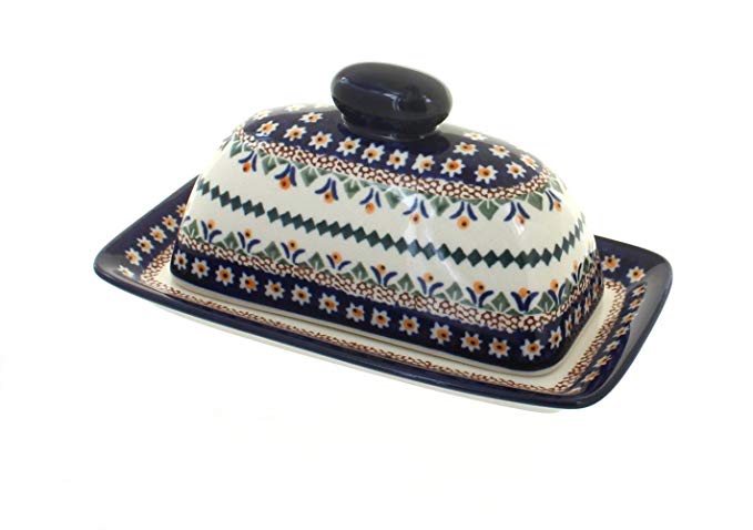 Polish Pottery Daisy Butter Dish