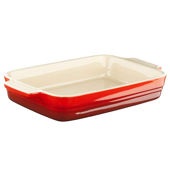 Le Creuset Stoneware 10-1/2 by 7-Inch Rectangular Baking Dish, Cherry