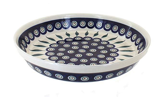 Polish Pottery Peacock Pie Dish