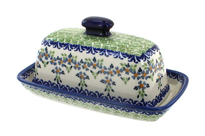 Blue Rose Polish Pottery Summer Vine Butter Dish