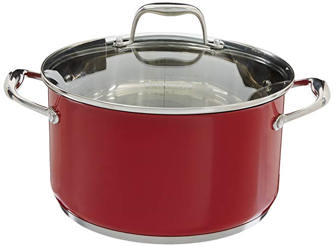 KitchenAid KCS60LCER Stainless Steel 6.0-Quart Low Casserole with Lid Cookware - Empire Red