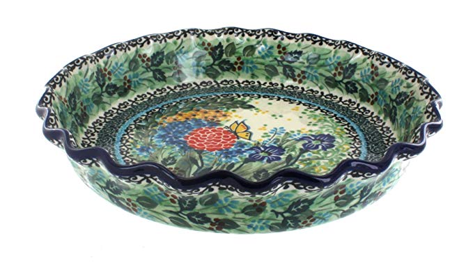 Blue Rose Polish Pottery Teresa Pie Plate