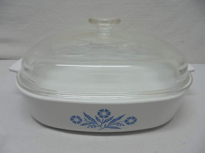 Vintage Corning Ware - Cornflower / Corn Flower - Large Casserole w/ Lid - 9 3/4 x 9 3/4 x 2 - A-10-B